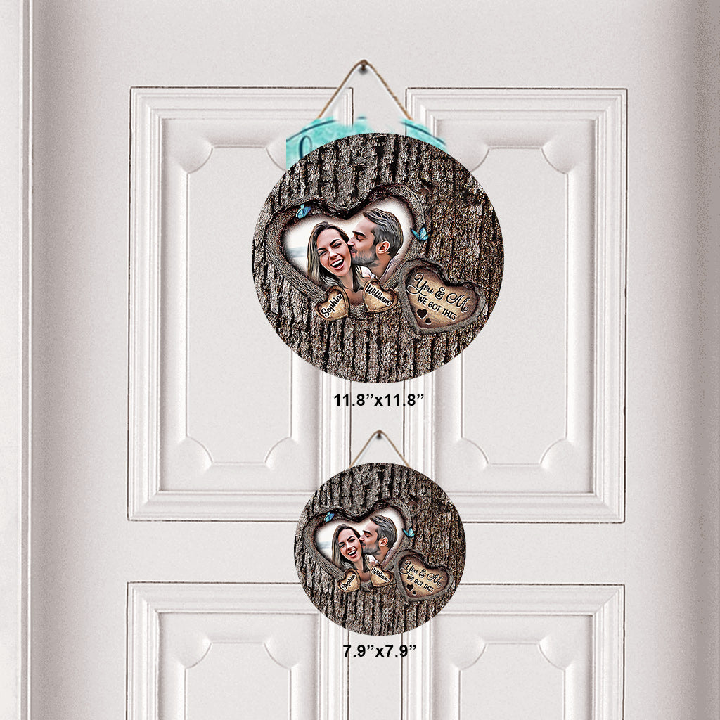 God Bless The Broken Road - Personalized Couple Round Wood Sign