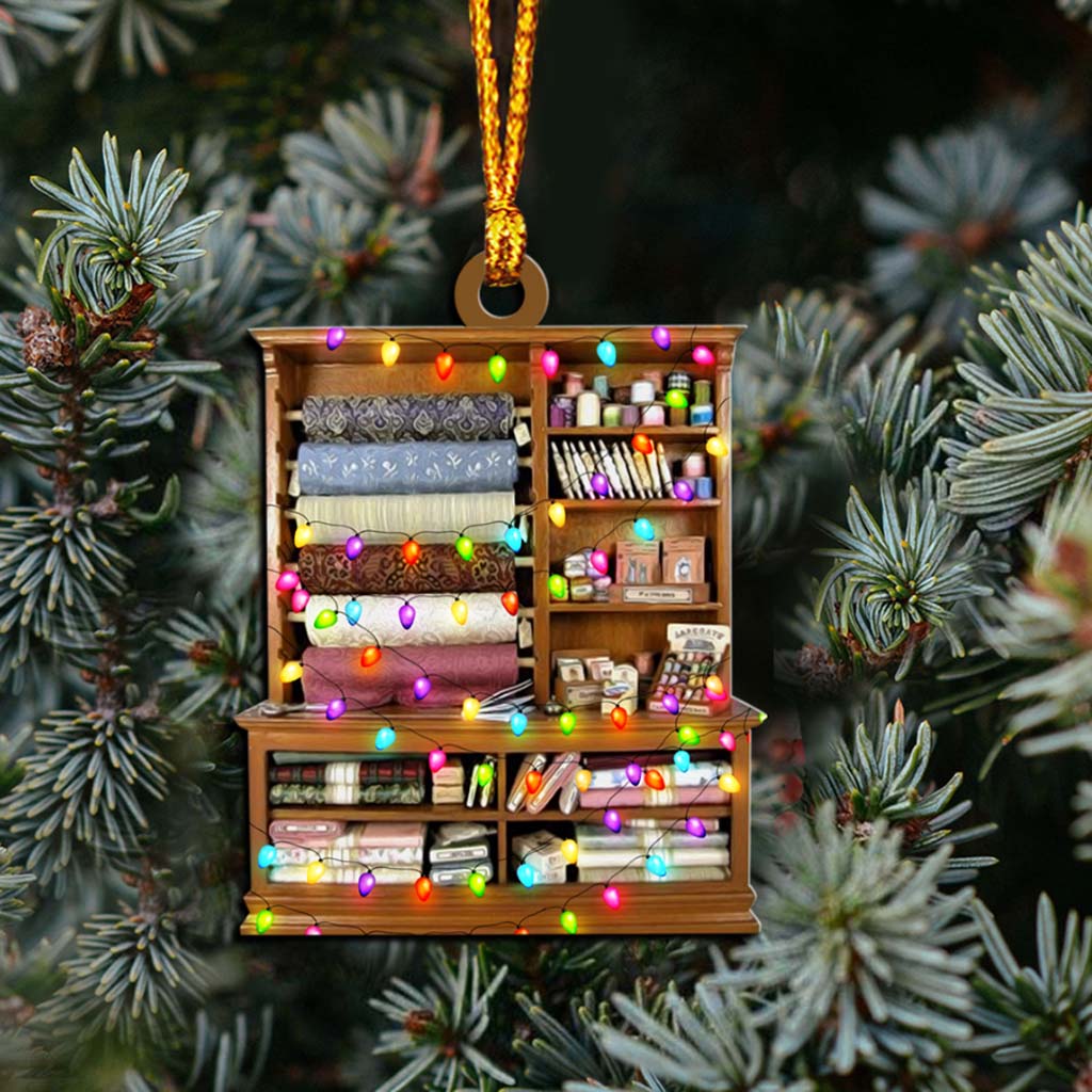 Love Sewing - Christmas Sewing Ornament With 3D Pattern Print (Printed On Both Sides)