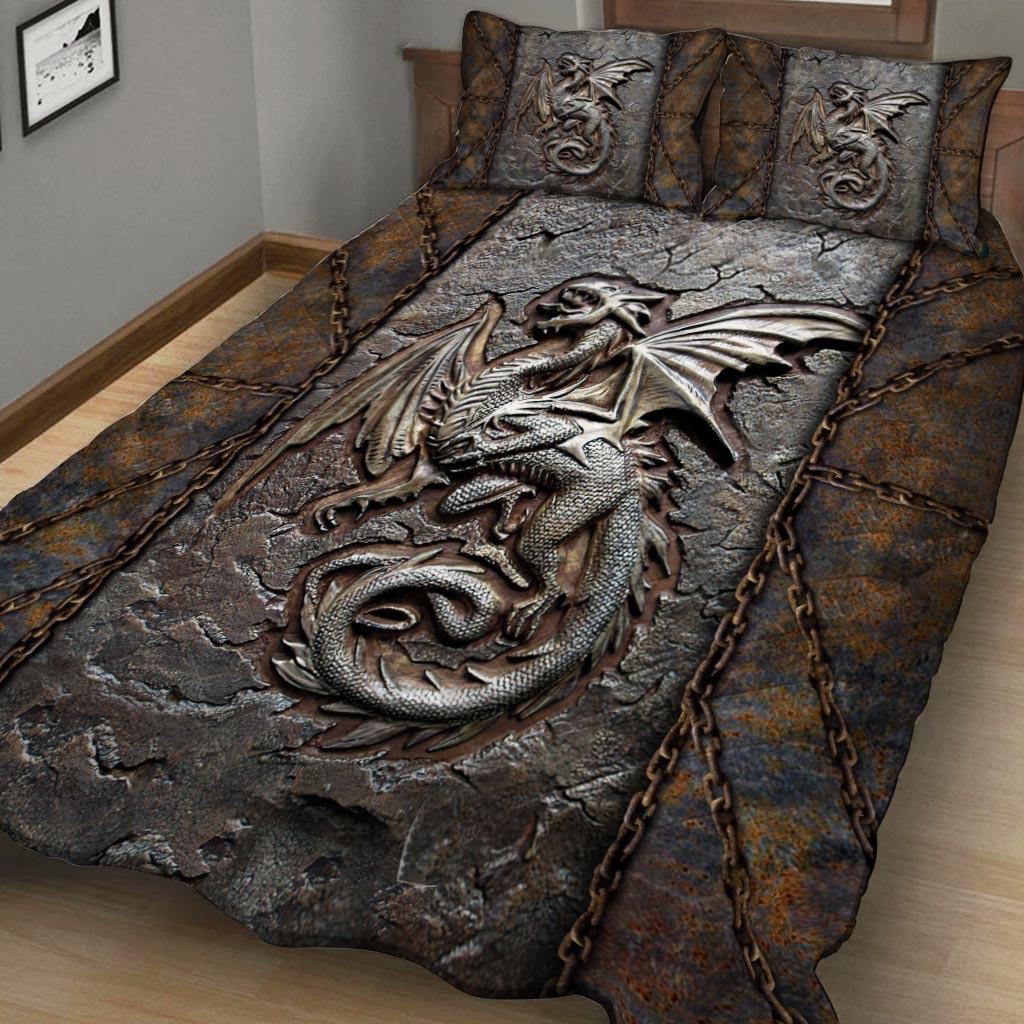 Dragon Fossil 3D Pattern Print Quilt Bed Set
