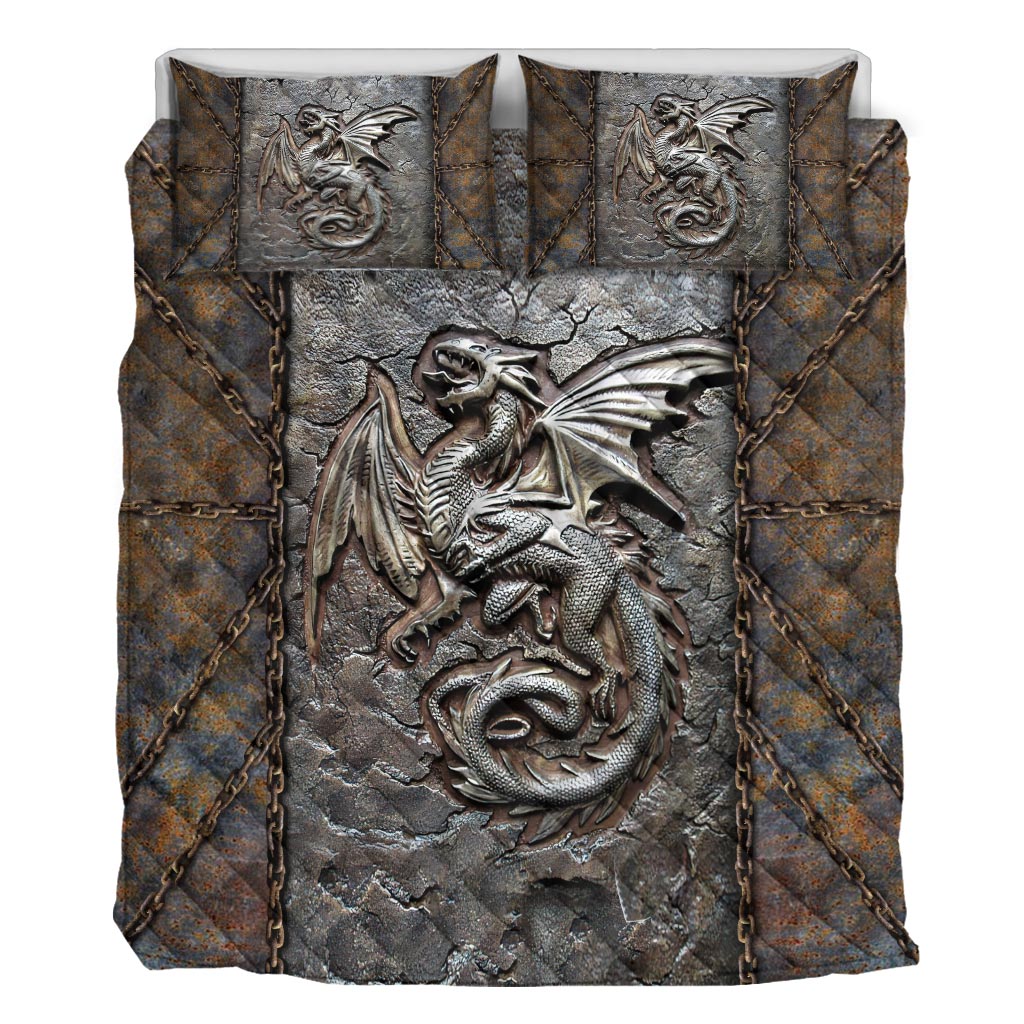 Dragon Fossil 3D Pattern Print Quilt Bed Set