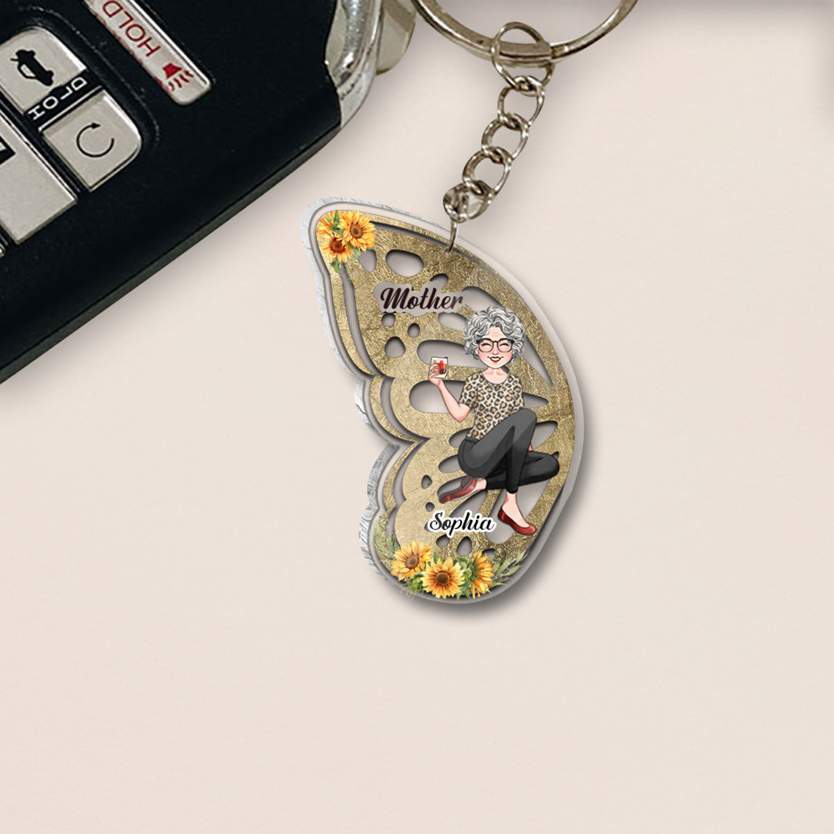 Mother & Daughter - Personalized Mother Transparent Matching Keychain