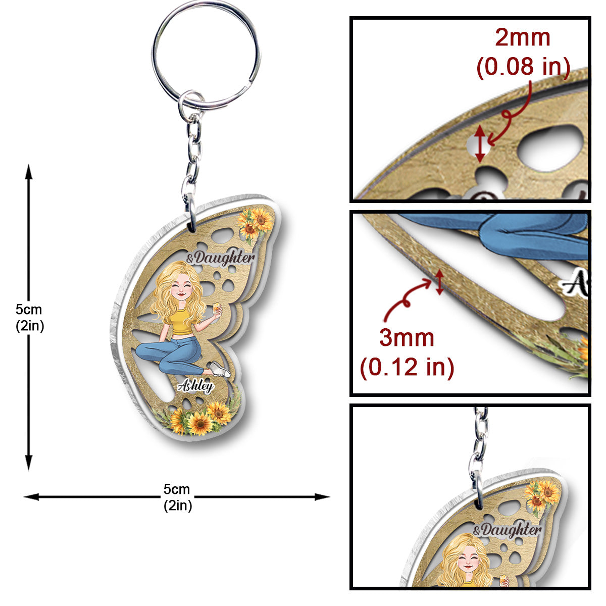 Mother & Daughter - Personalized Mother Transparent Matching Keychain