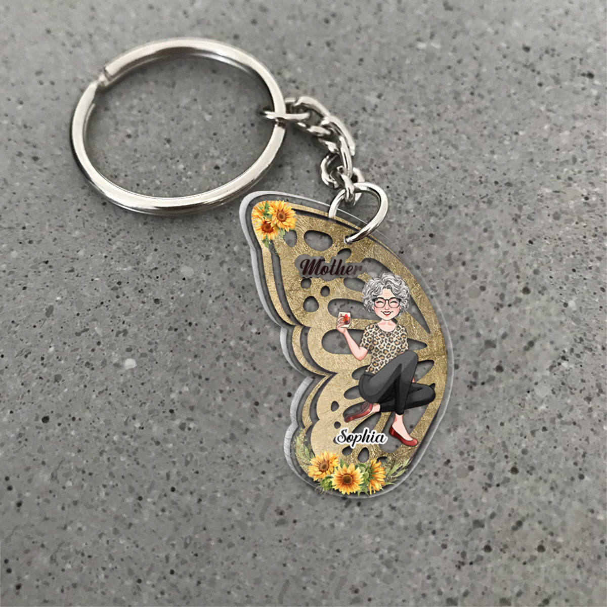 Mother & Daughter - Personalized Mother Transparent Matching Keychain