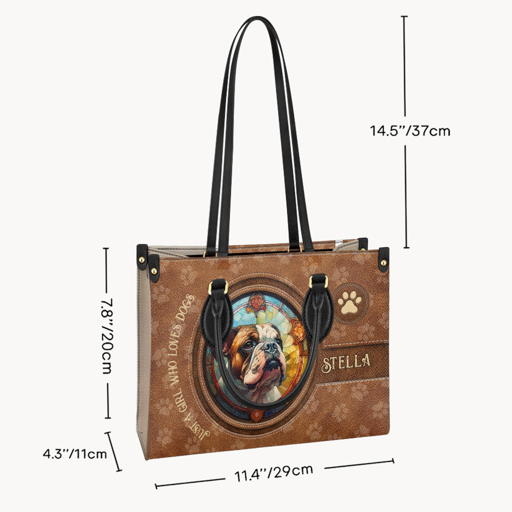 Stained Glass Dog - Personalized Dog Leather Handbag