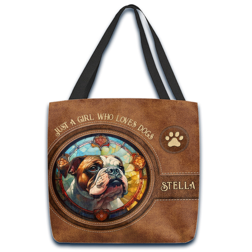 Stained Glass Dog - Personalized Dog Tote Bag