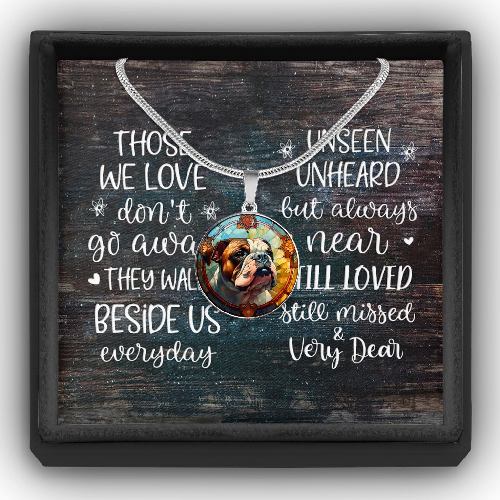Stained Glass Dog - Personalized Dog Round Pendant Necklace