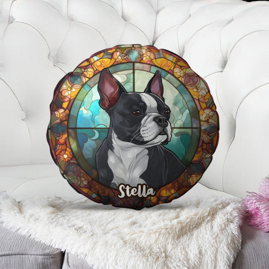 Stained Glass Dog - Personalized Dog Shaped Pillow