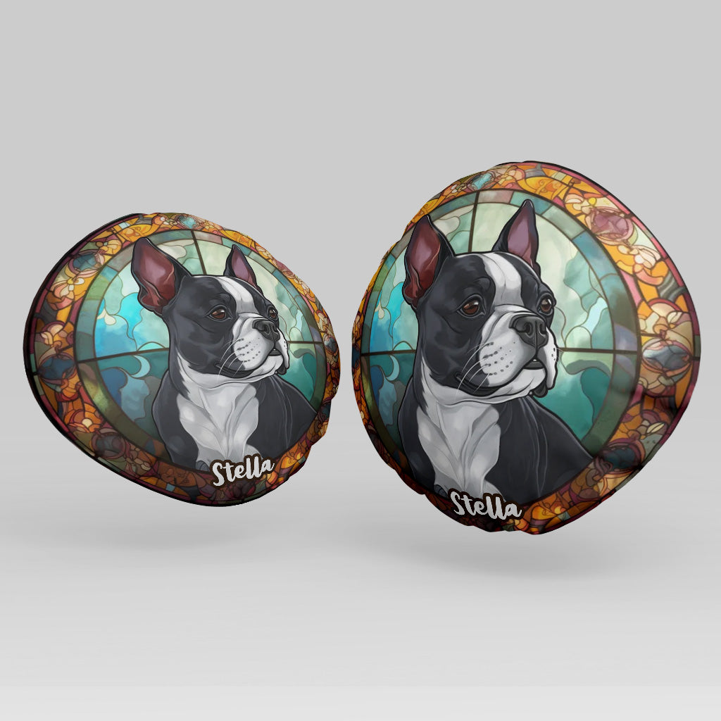 Stained Glass Dog - Personalized Dog Shaped Pillow