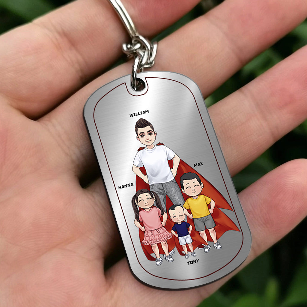 Dad Are Like Super Heroes - Personalized Father Stainless Steel Keychain