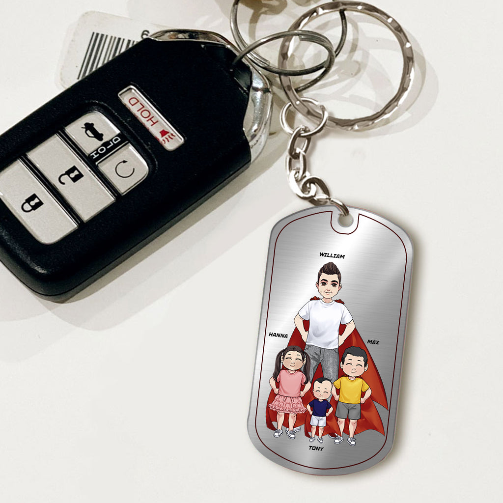 Dad Are Like Super Heroes - Personalized Father Stainless Steel Keychain