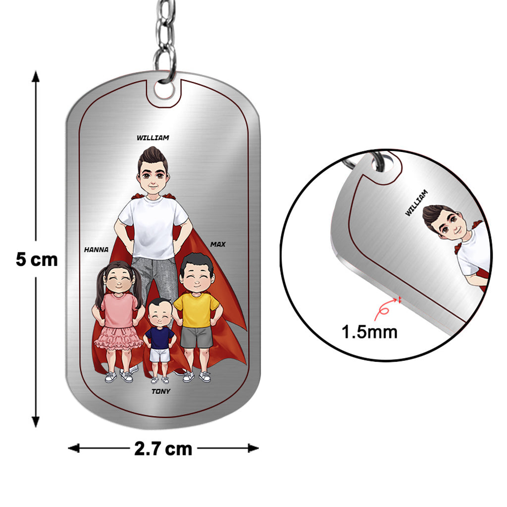Dad Are Like Super Heroes - Personalized Father Stainless Steel Keychain
