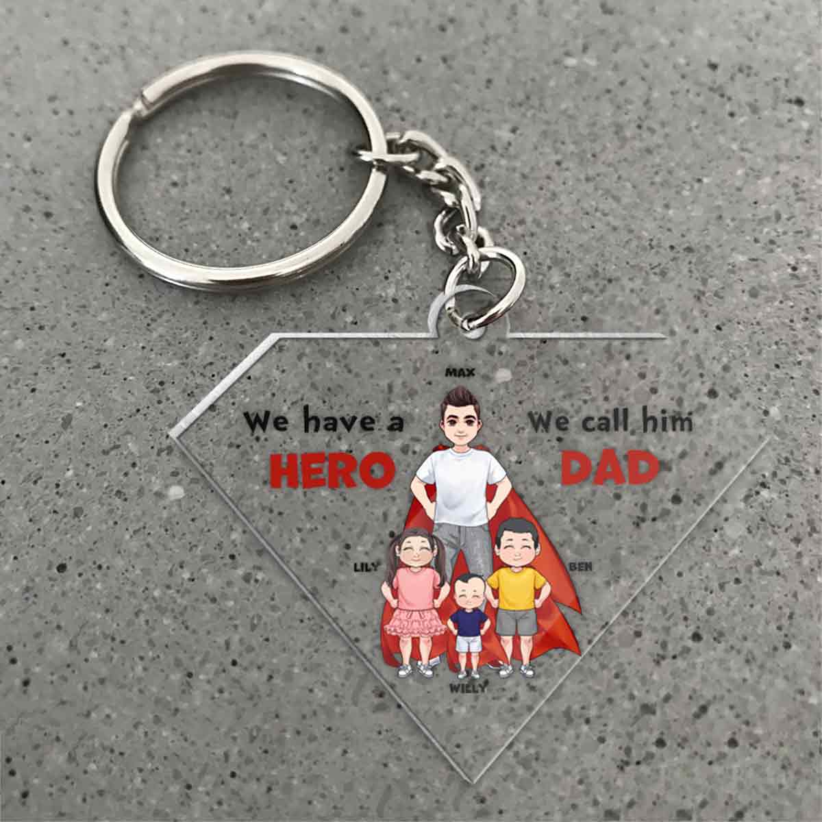 Dad Are Like Super Heroes - Personalized Father Transparent Transparent Keychain