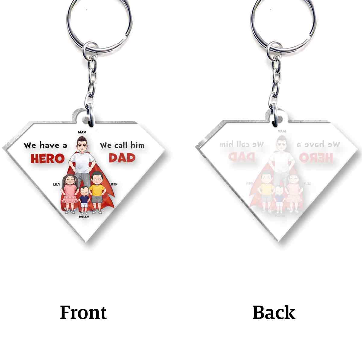 Dad Are Like Super Heroes - Personalized Father Transparent Transparent Keychain