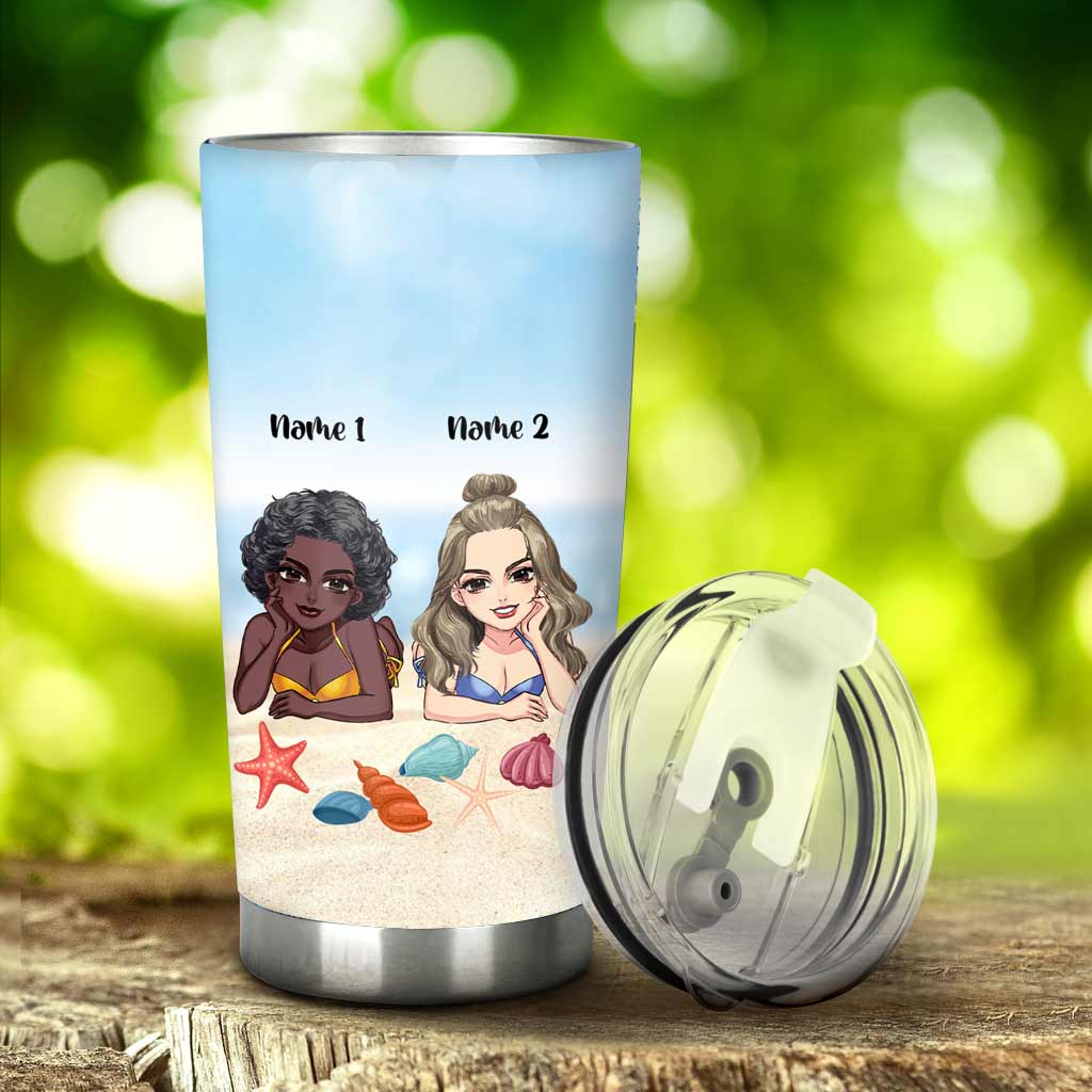 Eat Sleep Beach With Bestie Repeat - Personalized Sea Lover Tumbler
