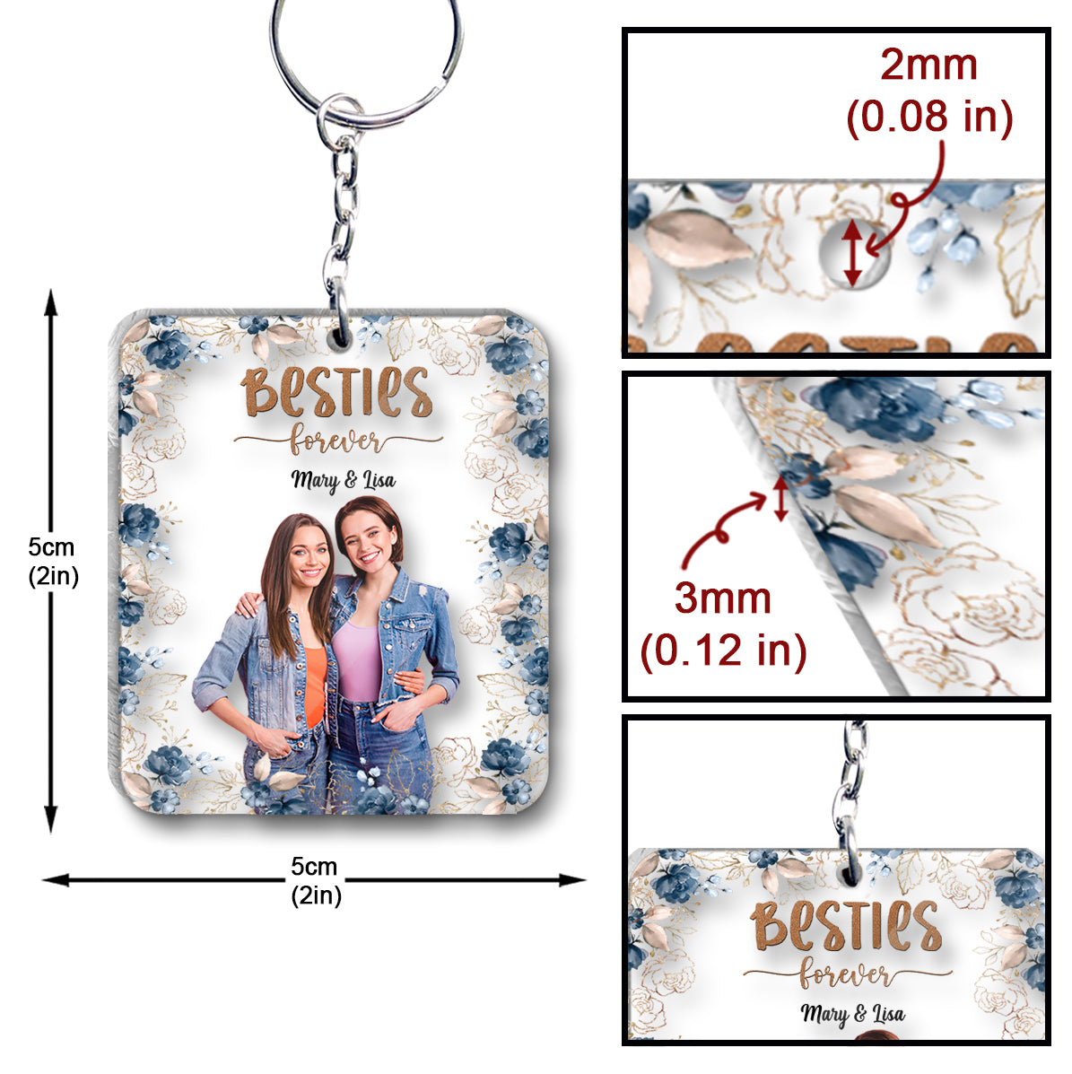 Besties Forever - Personalized Bestie Transparent Keychain