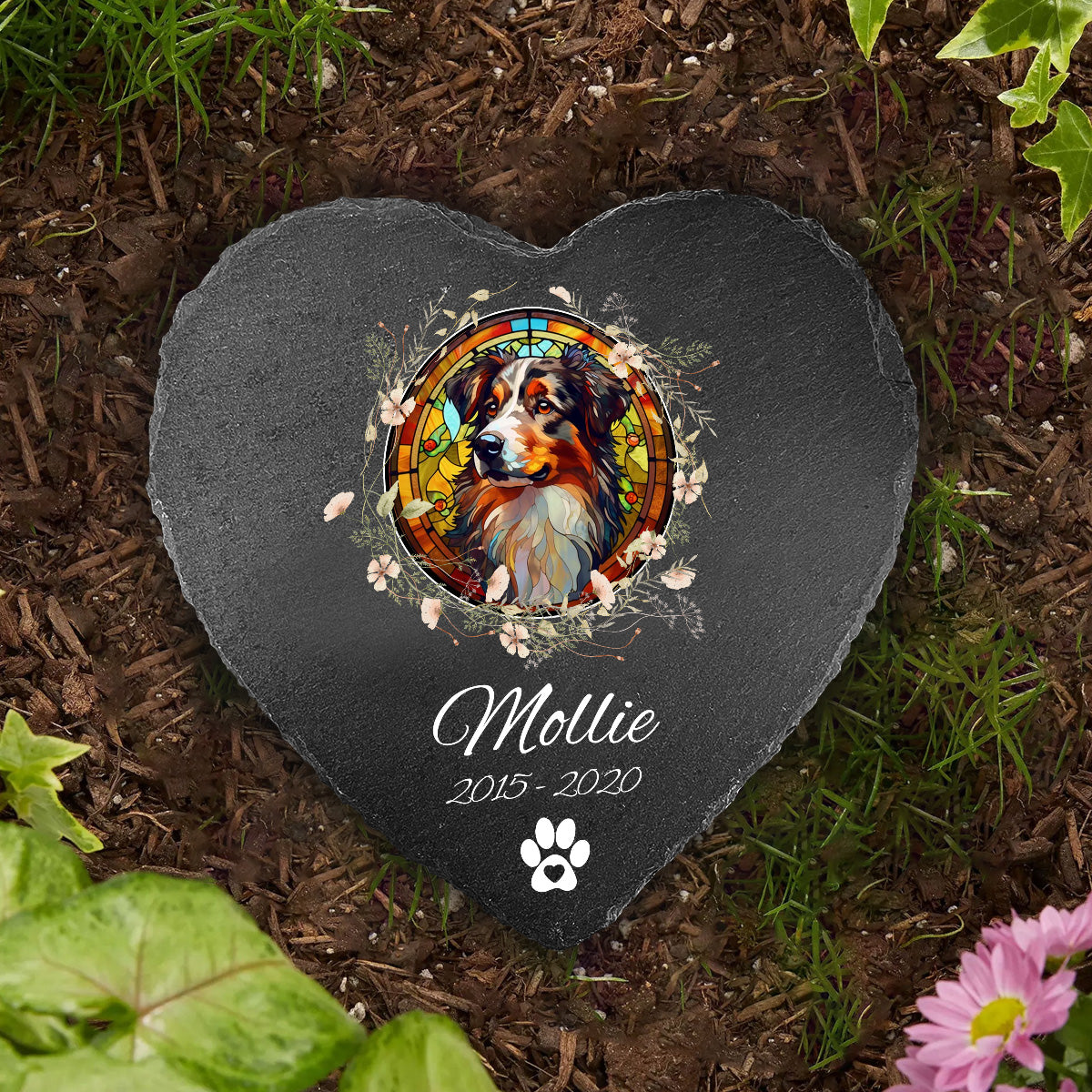 Love You - Personalized Dog Heart Shaped Stone