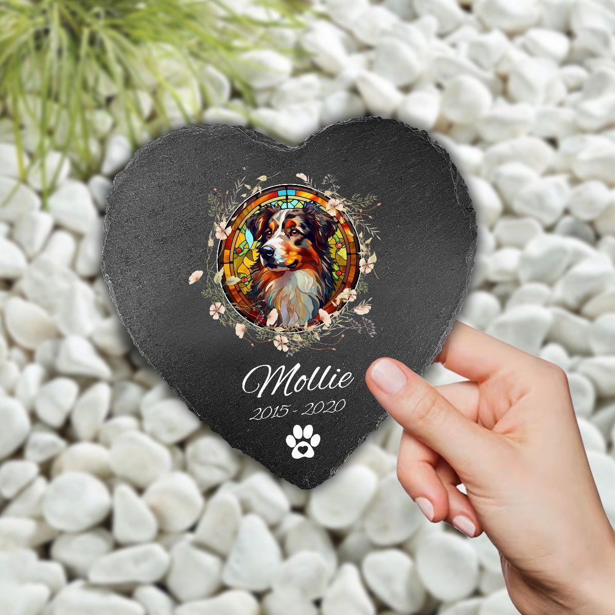 Love You - Personalized Dog Heart Shaped Stone