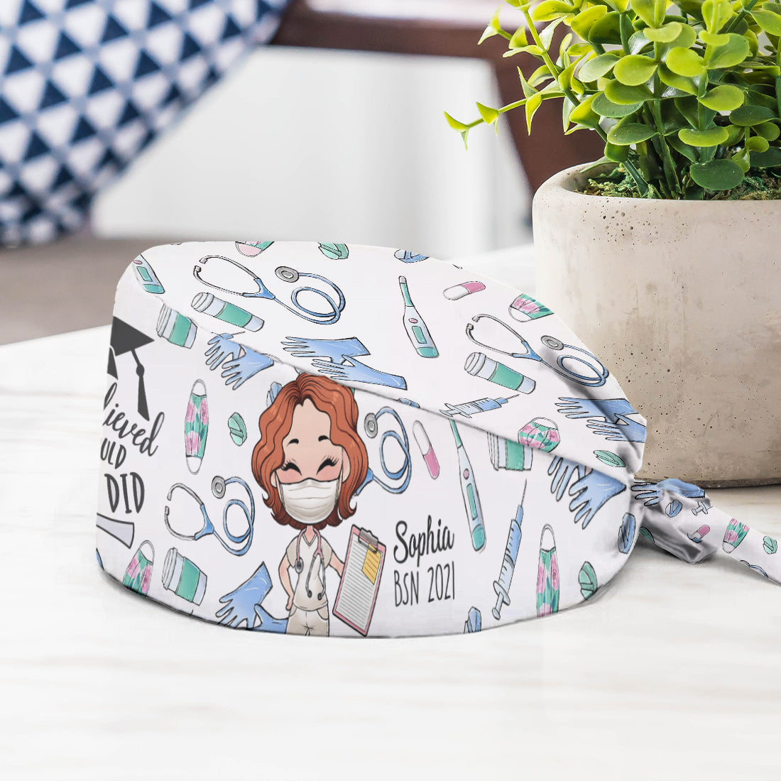 She Believed She Could - Personalized Nurse Scrub Cap