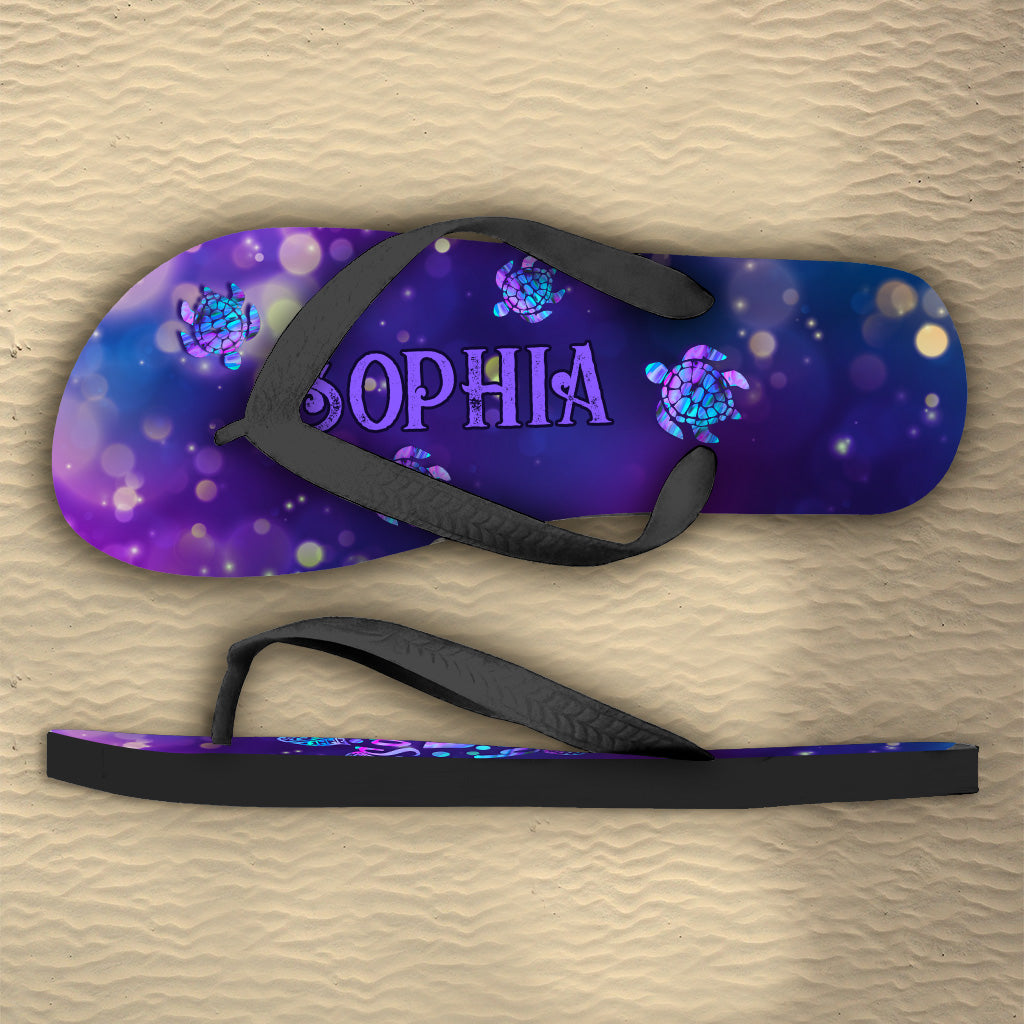Salty Lil' Beach - Personalized Turtle Flip Flops