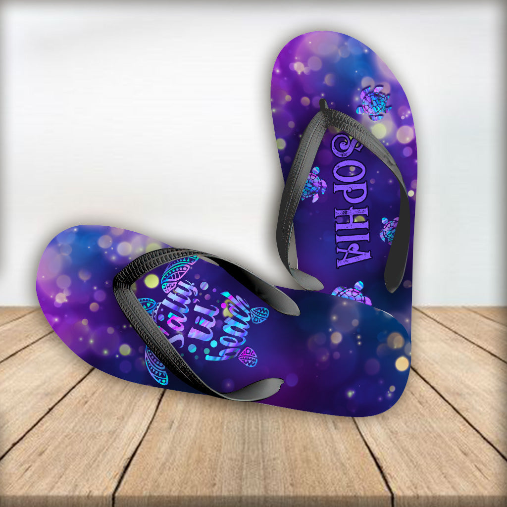 Salty Lil' Beach - Personalized Turtle Flip Flops