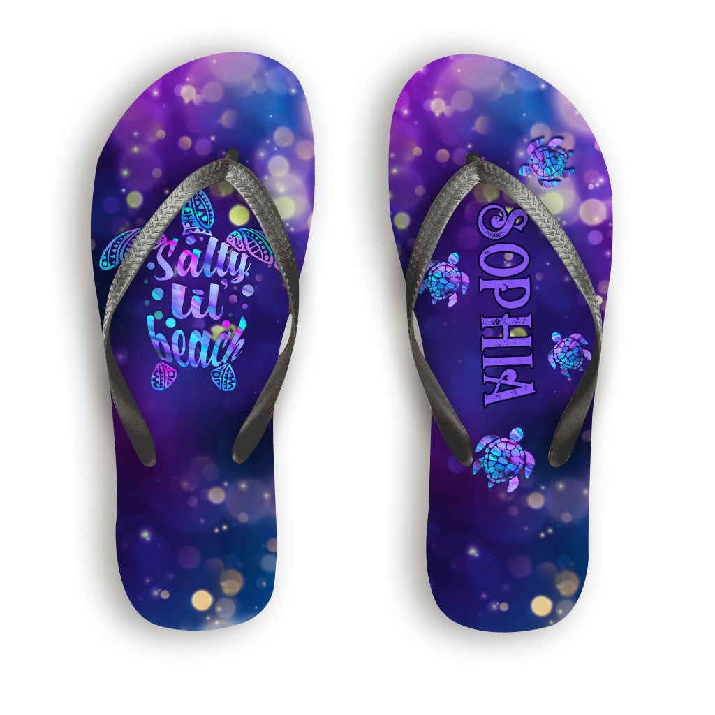 Salty Lil' Beach - Personalized Turtle Flip Flops