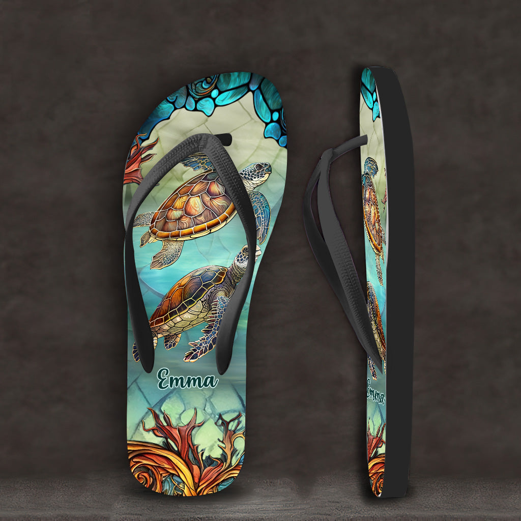 Love Turtles - Personalized Turtle Flip Flops