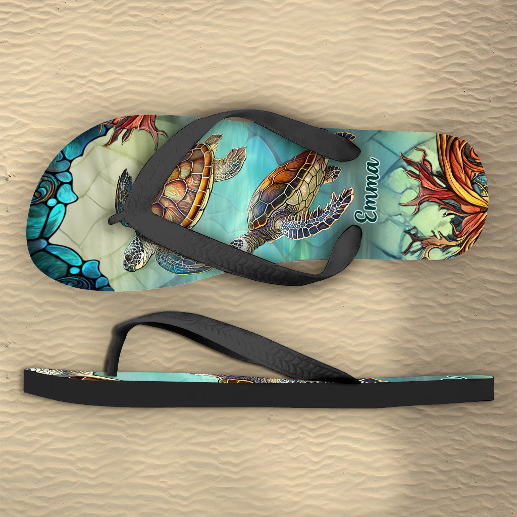 Love Turtles - Personalized Turtle Flip Flops