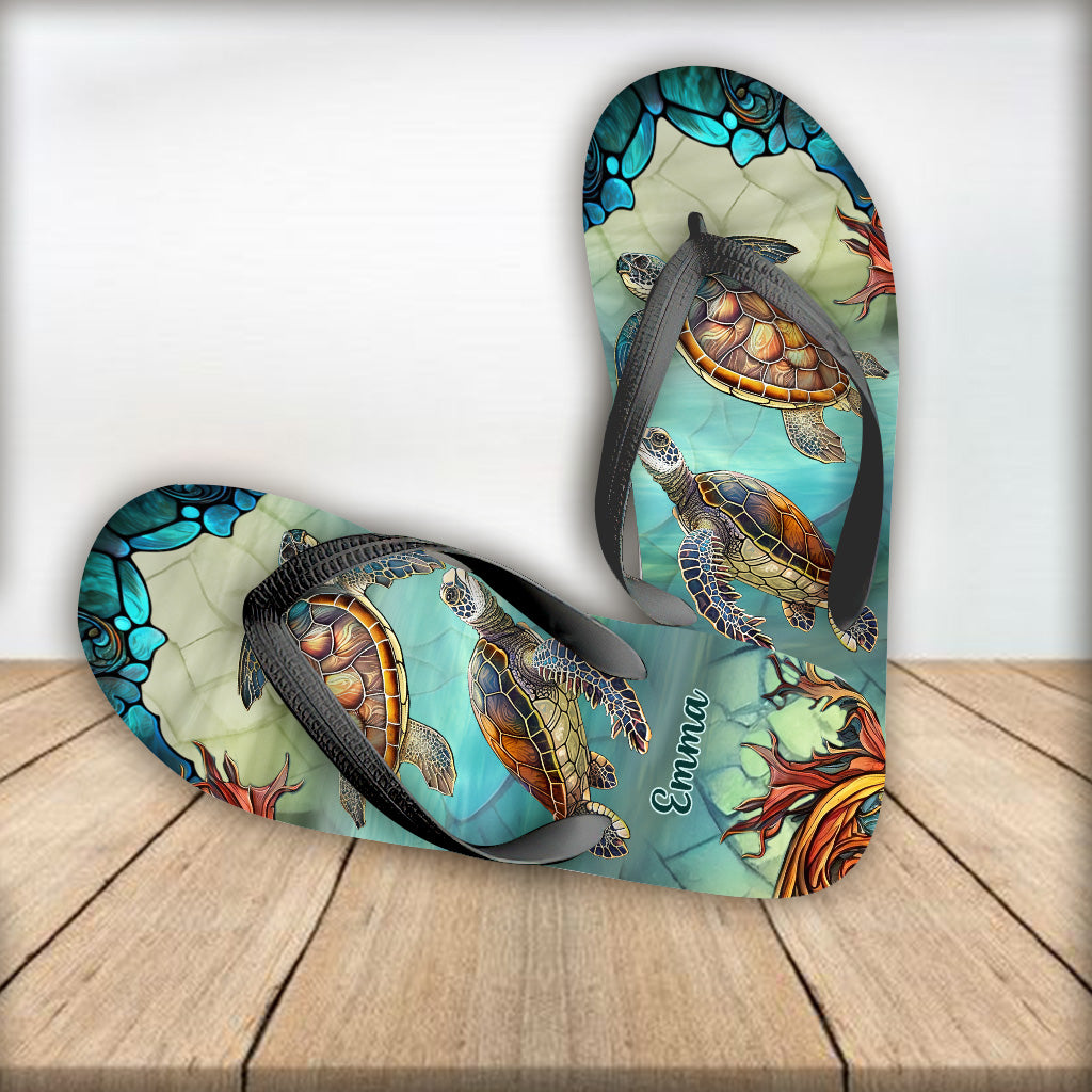 Love Turtles - Personalized Turtle Flip Flops