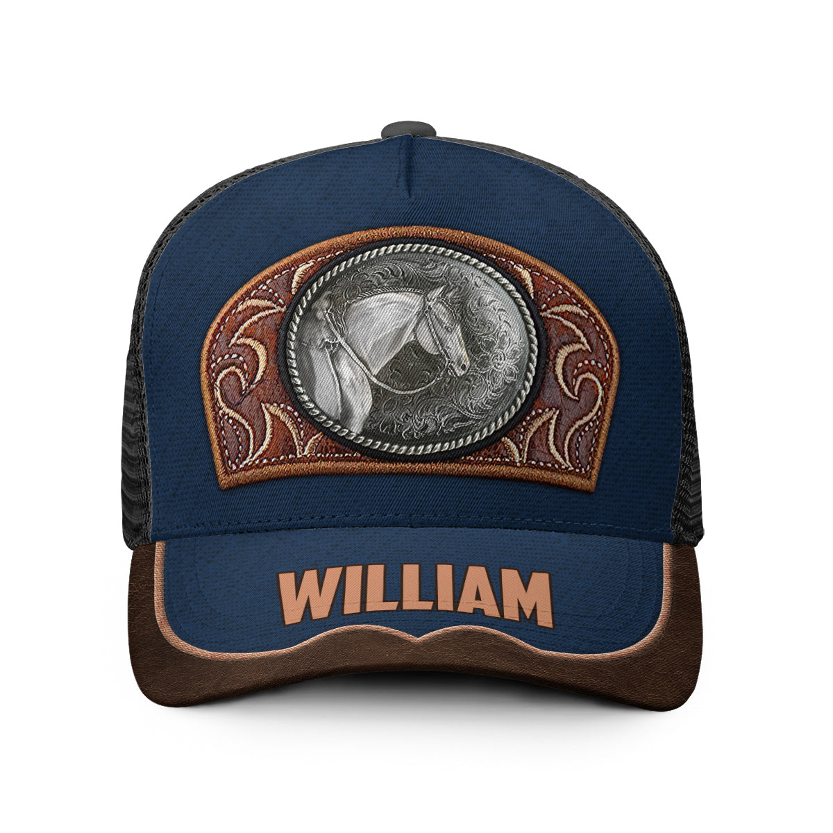 Vintage Horse - Personalized Horse Trucker Hat (Black Mesh)