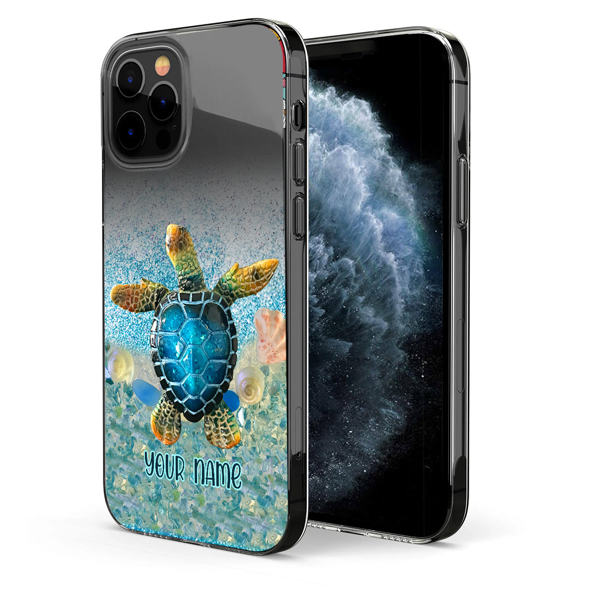 Under The Sea - Personalized Turtle Clear Phone Case