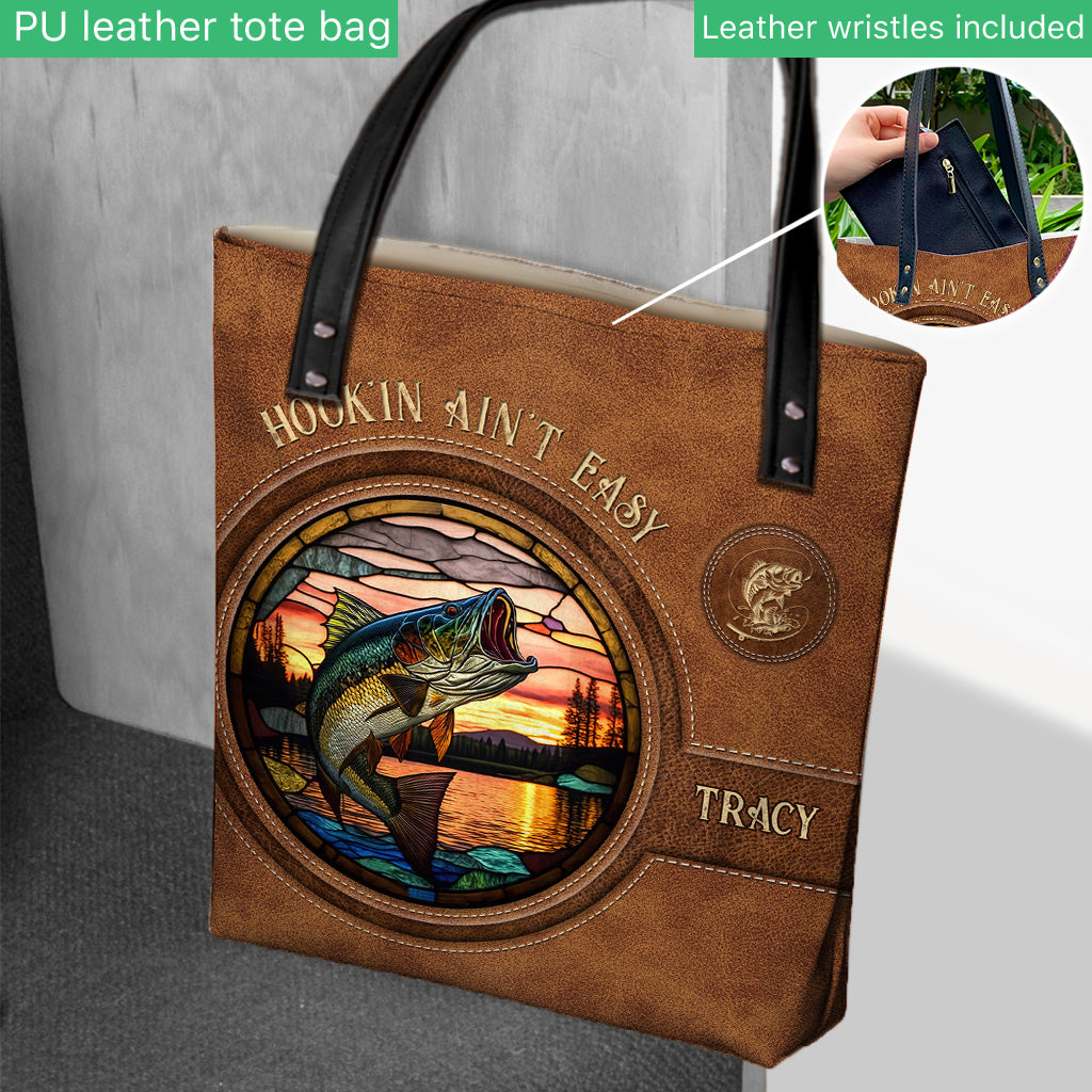 Hookin' Ain't Easy - Personalized Fishing Tote Bag