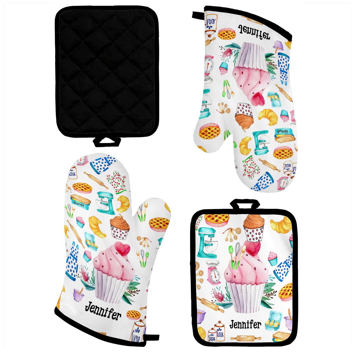 Let's Get Baked - Personalized Baking Oven Mitts & Pot Holder Set