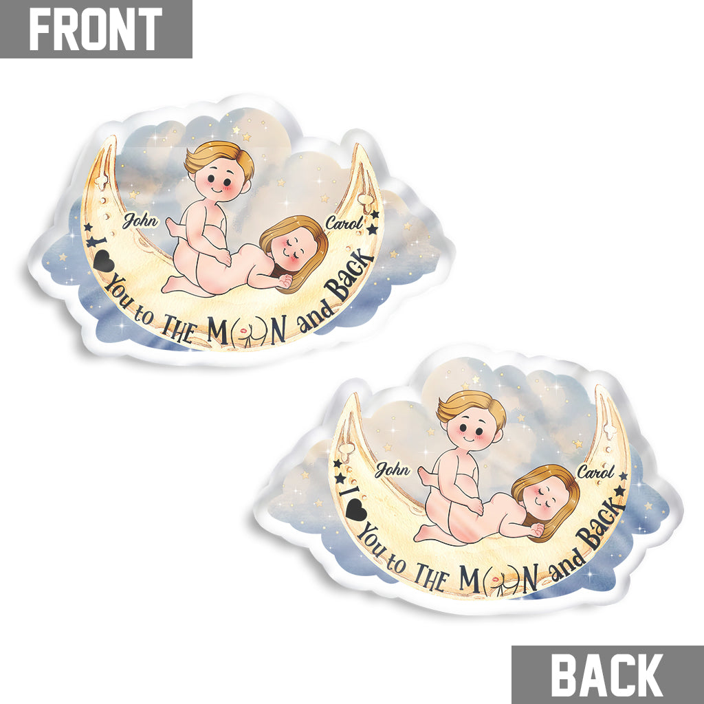 Love You To The Moon And Back - Personalized Couple Shaped Pillow