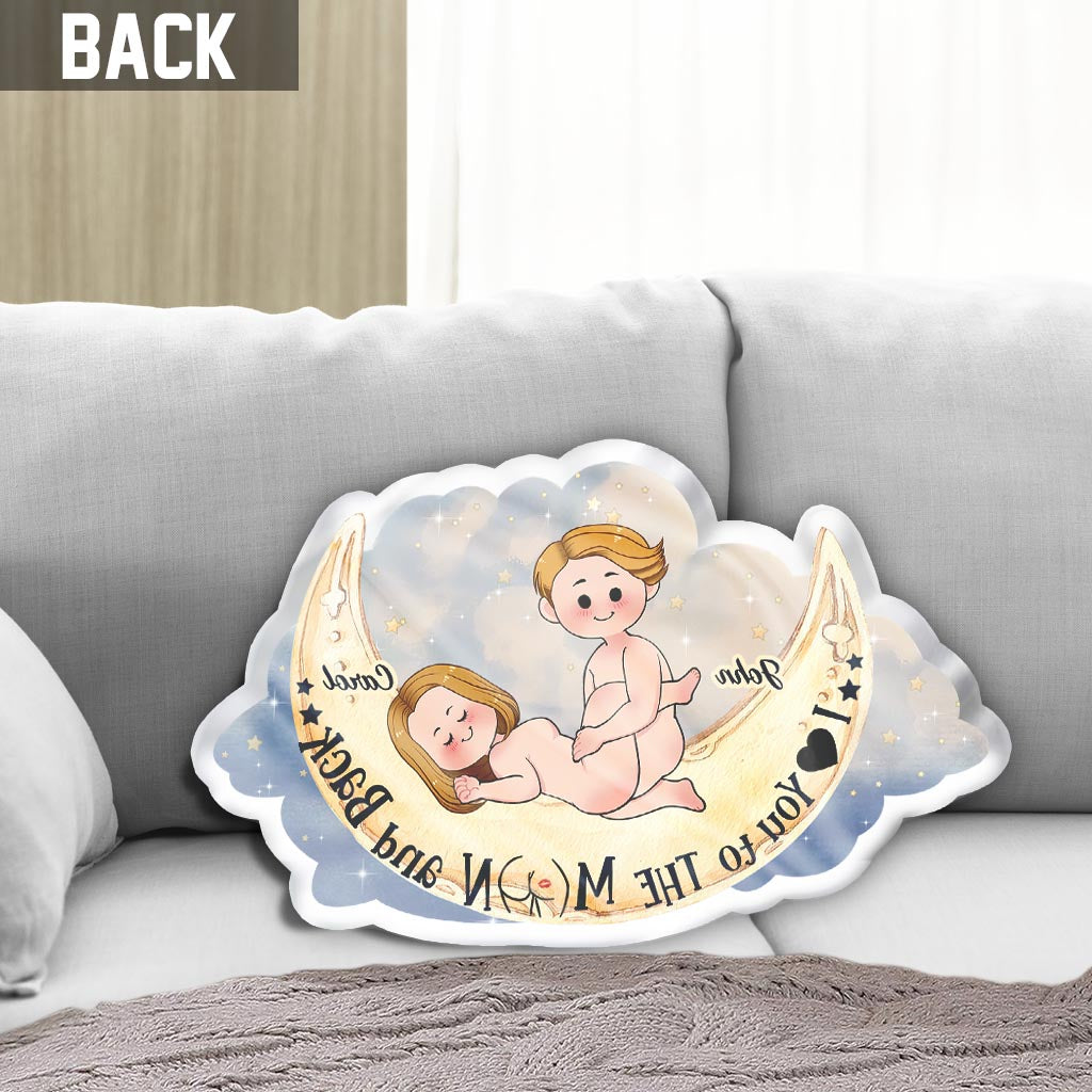 Love You To The Moon And Back - Personalized Couple Shaped Pillow