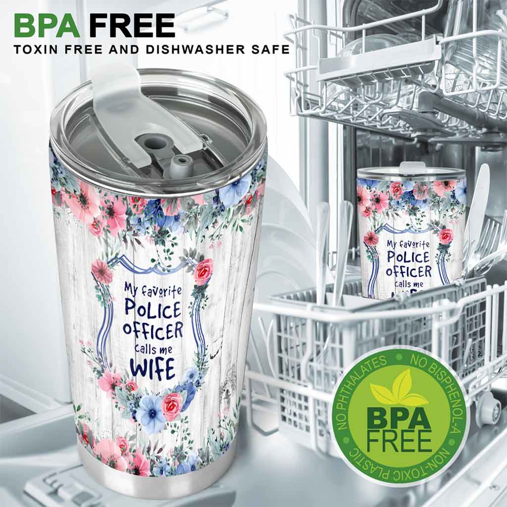 My Favorite Police Officer Floral Badge Personalized Tumbler