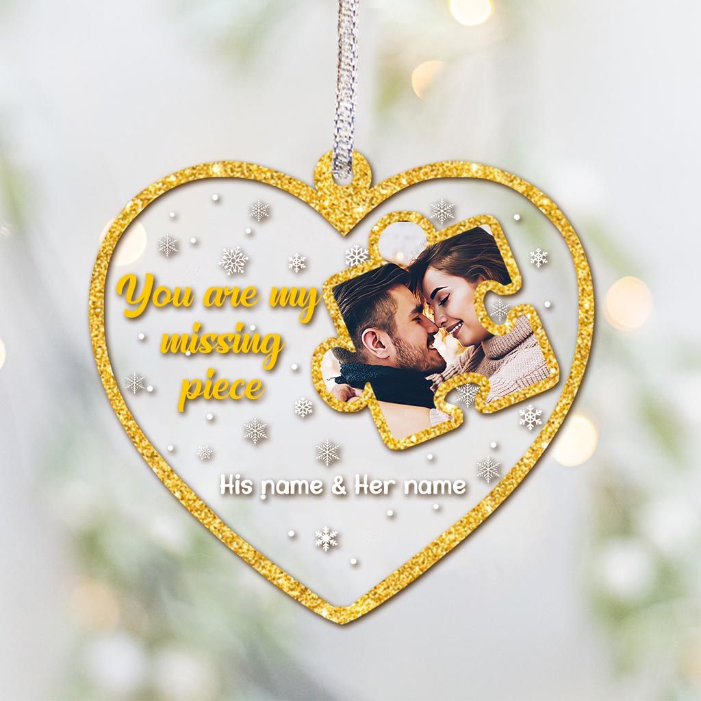 You Are My Missing Piece - Personalized Christmas Couple Transparent Ornament