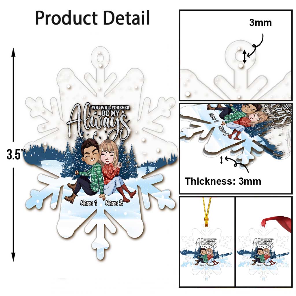 You Will Forever Be My Always - Personalized Christmas Couple Transparent Ornament