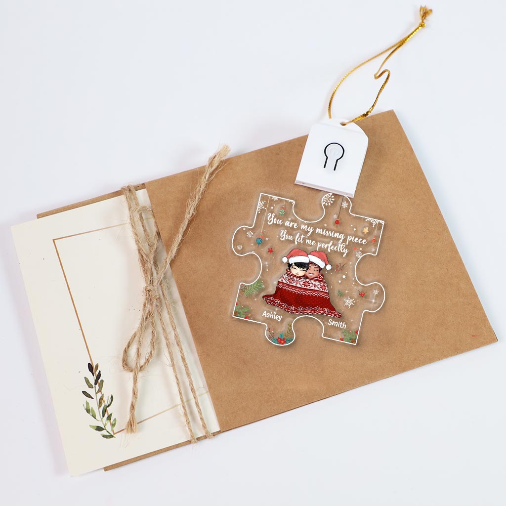 You Are My Missing Piece - Personalized Christmas Couple Shaped Led Acrylic Ornament