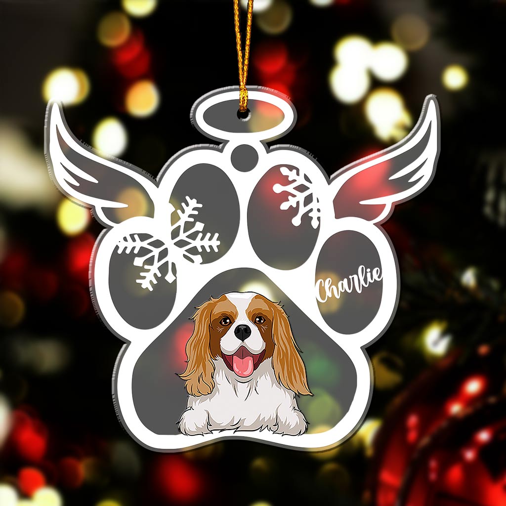 Christmas Paw Prints For Pet - Personalized Dog Transparent Ornament