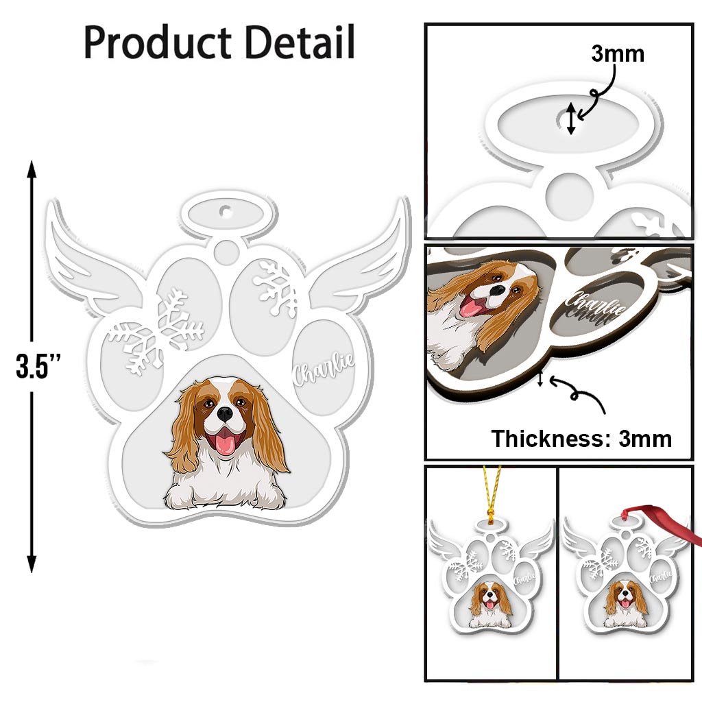 Christmas Paw Prints For Pet - Personalized Dog Transparent Ornament