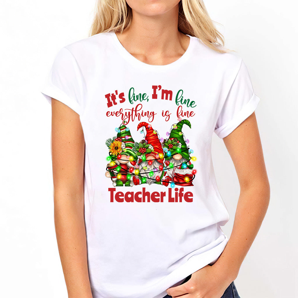 It's Fine Im Fine Everything Is Fine - Personalized Teacher T-shirt and Hoodie