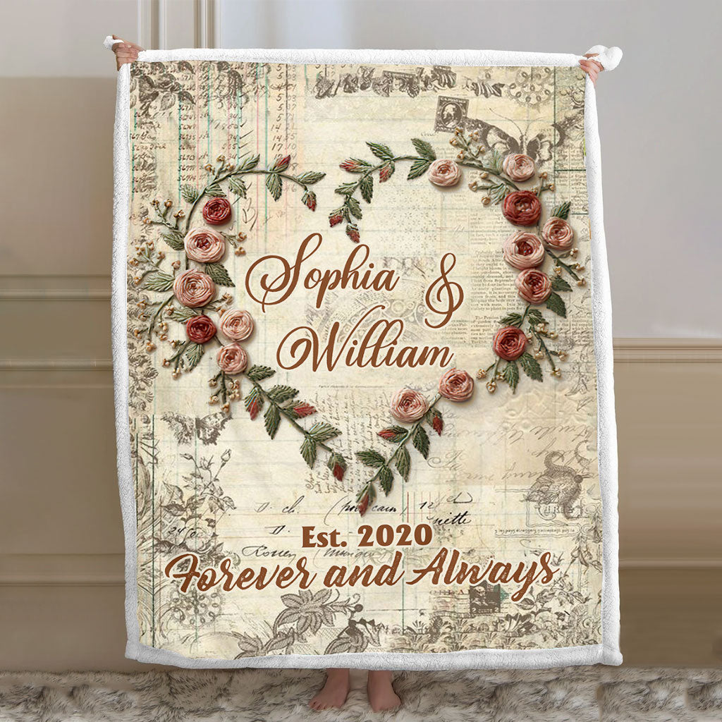 Forever And Always - Personalized Couple Blanket