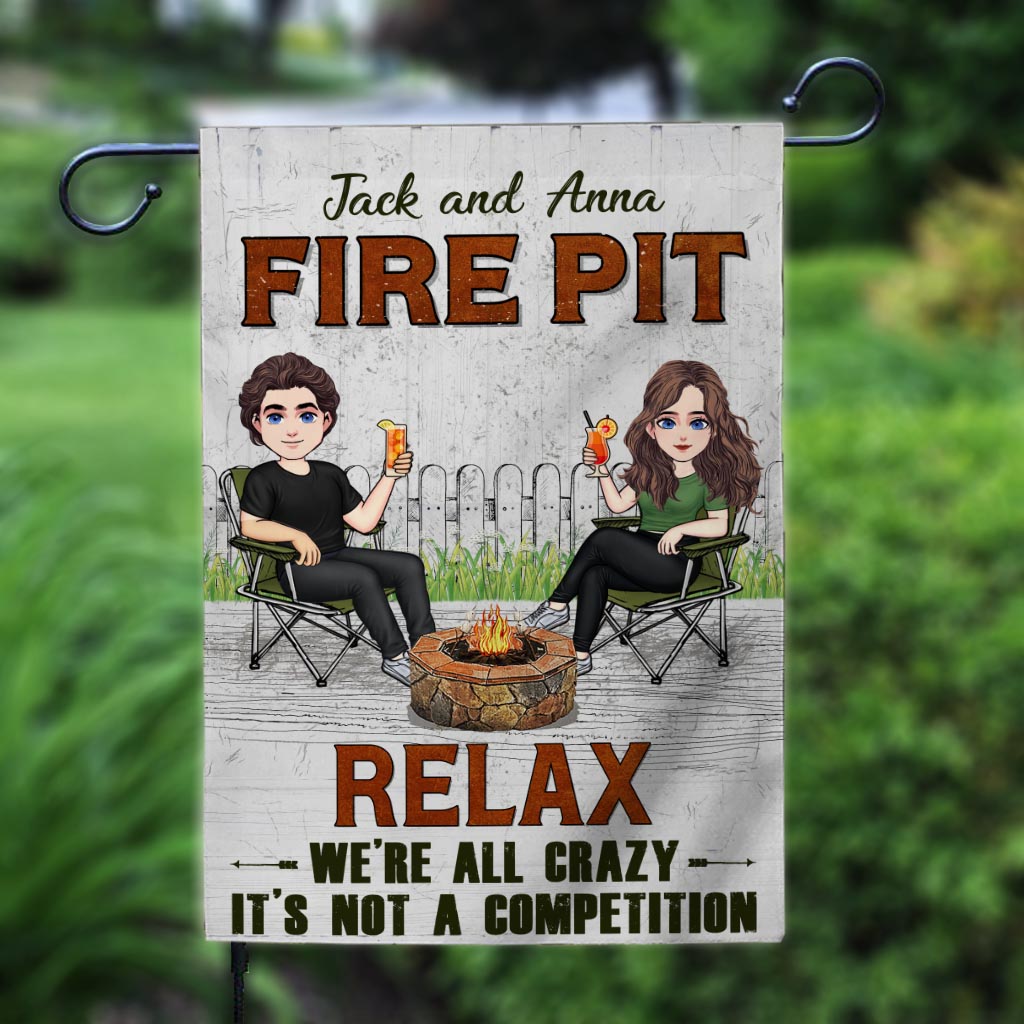 We're All Crazy Here - Backyard gift for husband, wife, boyfriend, girlfriend, friend - Personalized Garden Flag