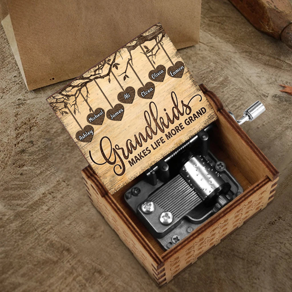 Grandkids Make Life - Personalized Mother's Day Grandma Hand Crank Music Box