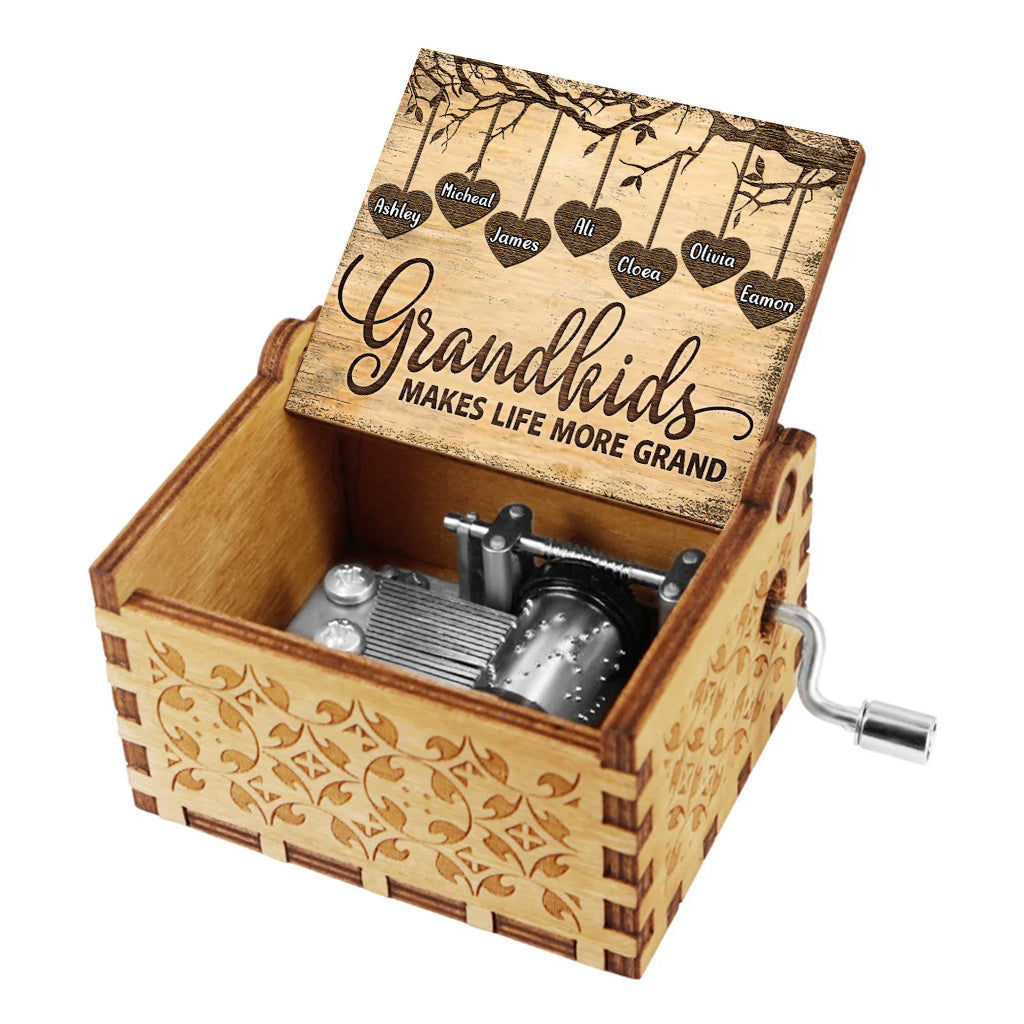 Grandkids Make Life - Personalized Mother's Day Grandma Hand Crank Music Box