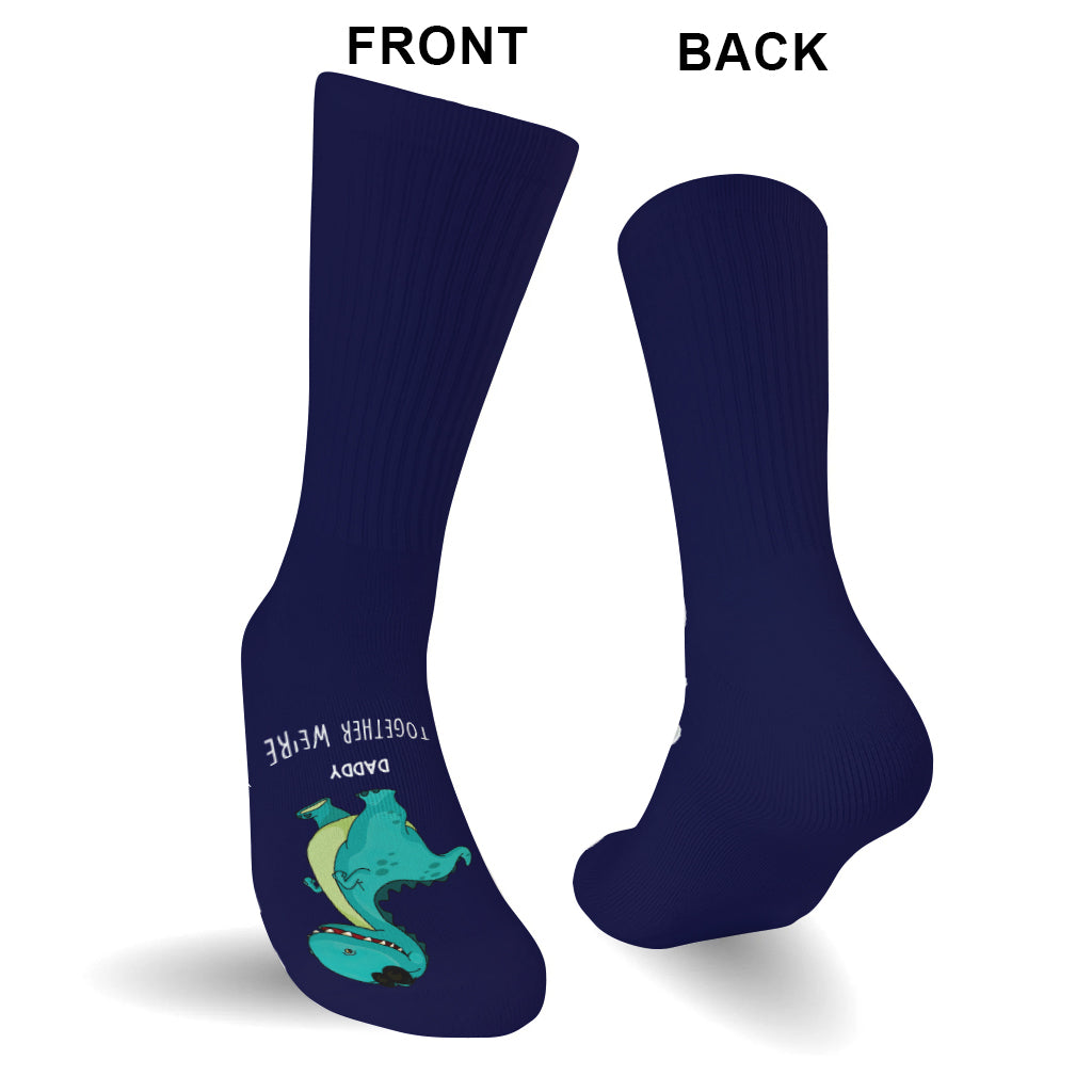 Together We're Roarsome - Gift for dad, grandma, grandpa, mom, uncle, aunt, brother, sister, son, daughter, granddaughter, grandson, new mom, new dad - Personalized Socks