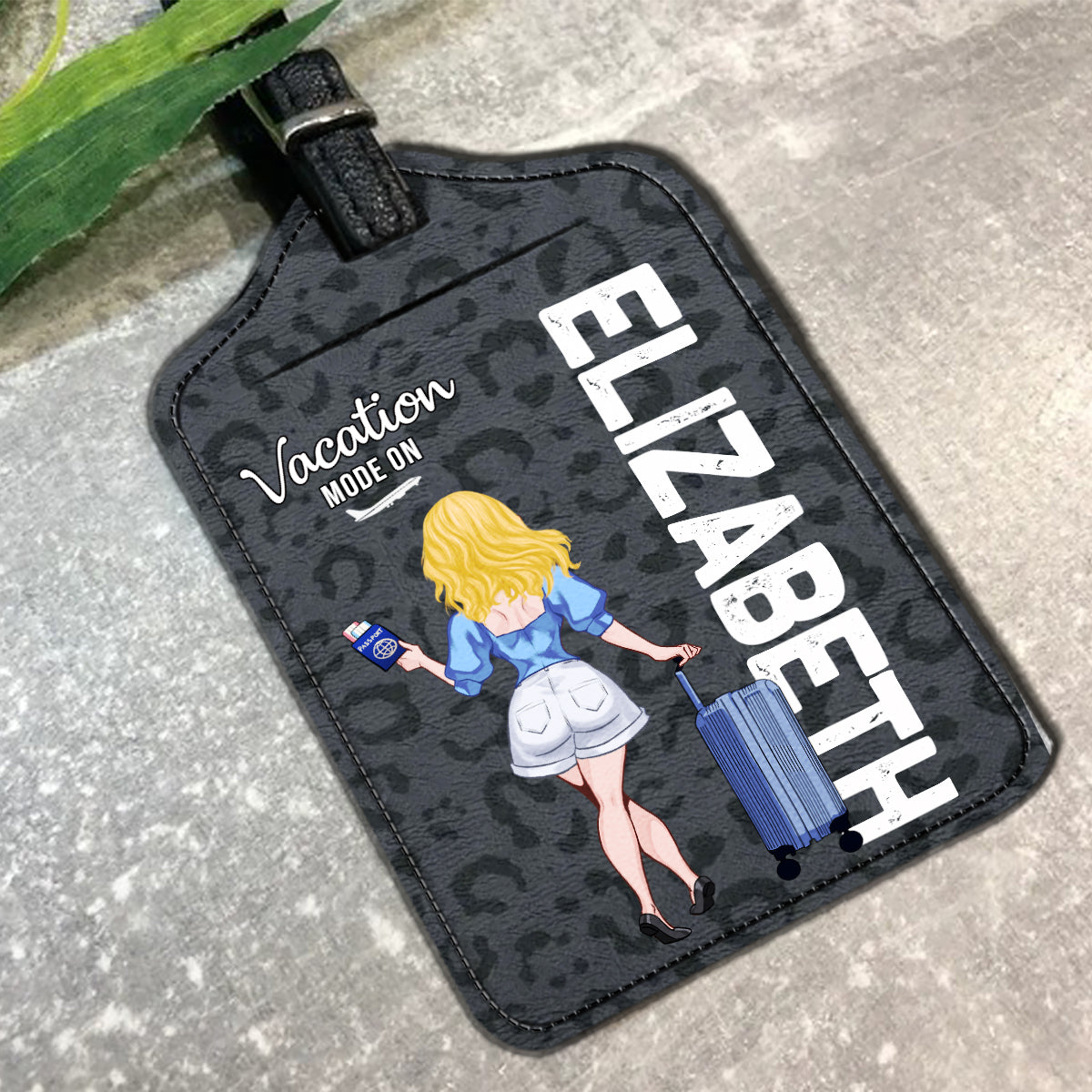 Vacation Mode On - Travelling gift for mom, daughter, granddaughter, wife, girlfriend, friend - Personalized Leather Luggage Tag