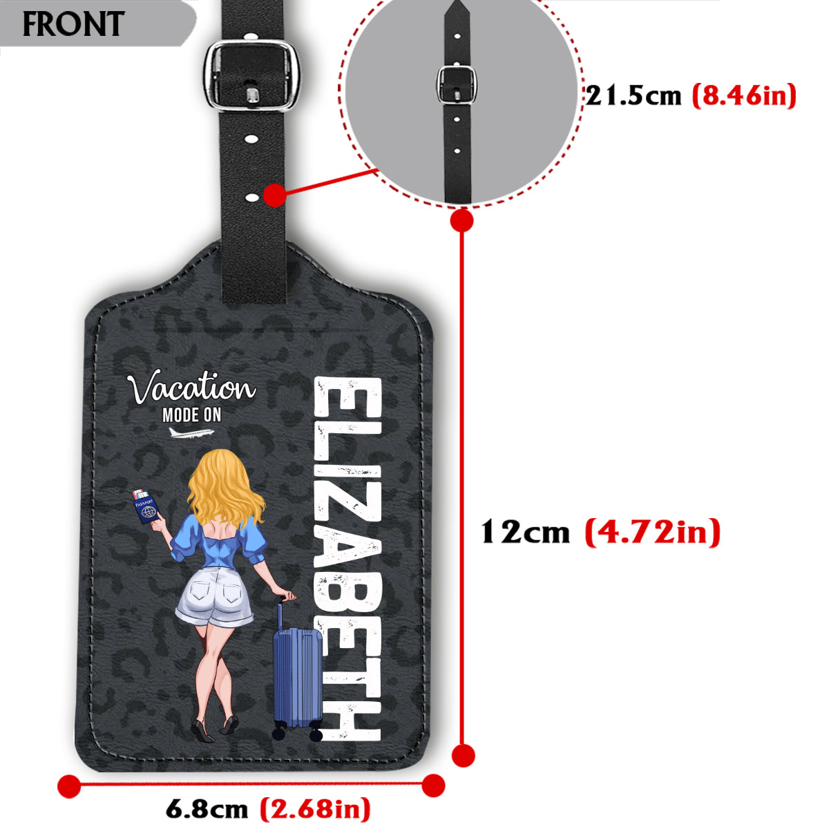 Vacation Mode On - Travelling gift for mom, daughter, granddaughter, wife, girlfriend, friend - Personalized Leather Luggage Tag