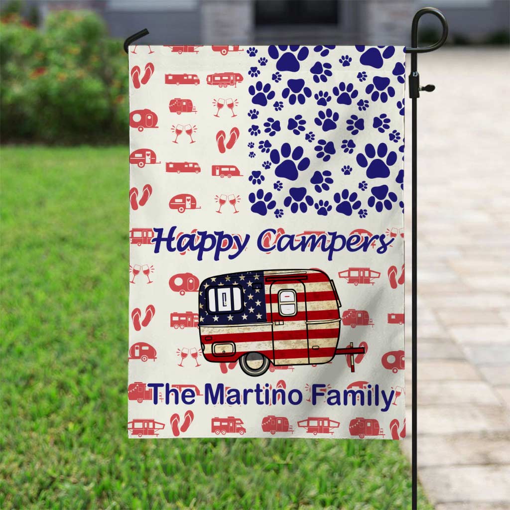 Happy Campers - Personalized Independence day Camping Garden Flag