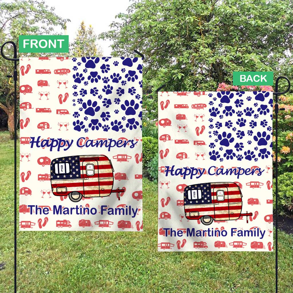 Happy Campers - Personalized Independence day Camping Garden Flag